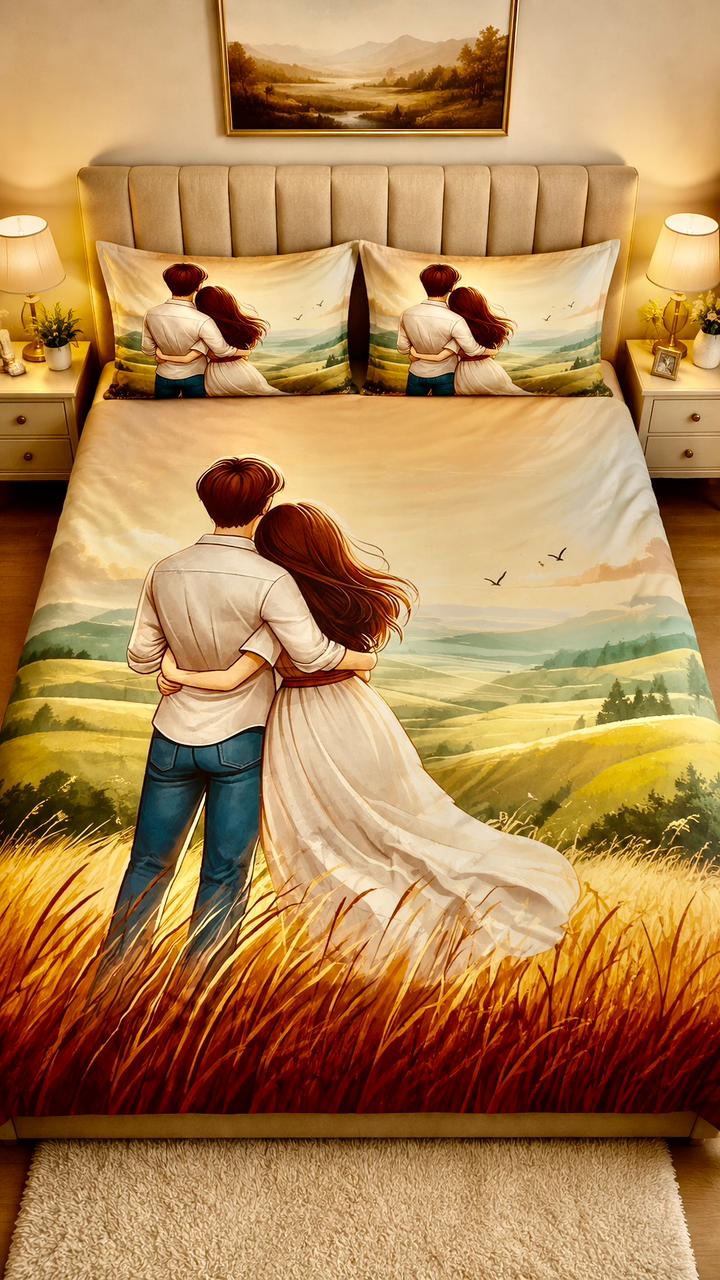 7D High Resolution Couple Print Bedsheet